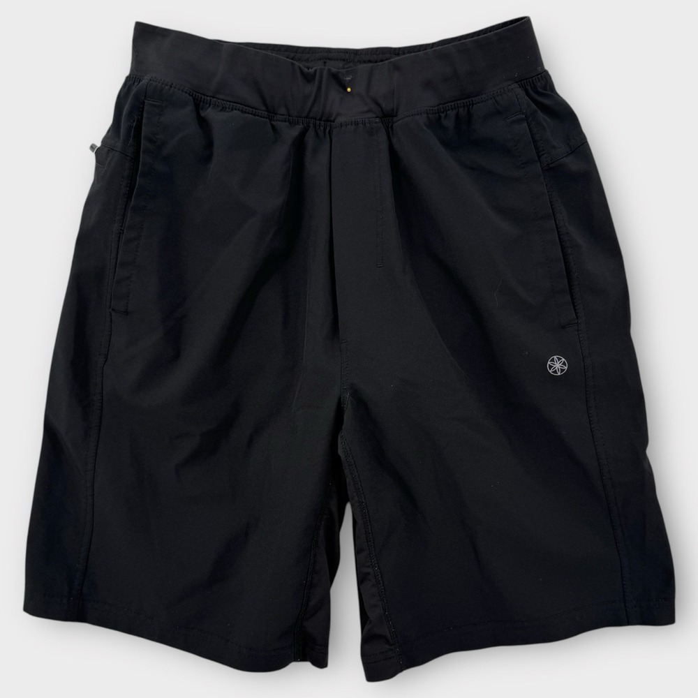 Gaiam‎ Shorts Mens Small Stretch Lined Black Polyester Spandex Athletic Gym